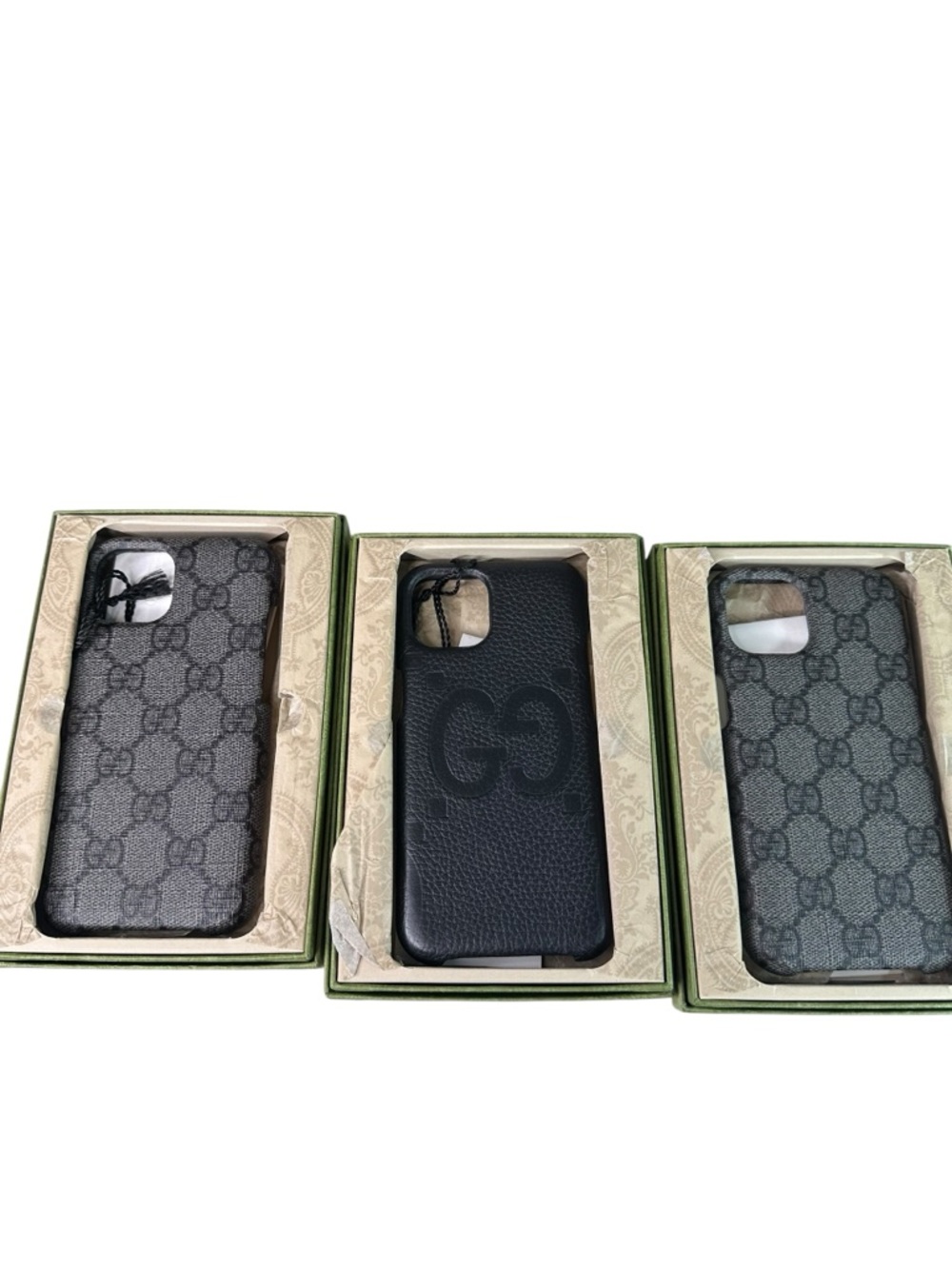 Gucci Black/Gray Signature Leather iPhone 15 Case - Luxury Designer Protection